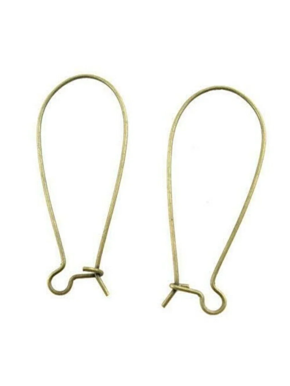 Antiqued Brass Kidney Earwires Earring Findings 33mm Long Steampunk 10 pcs